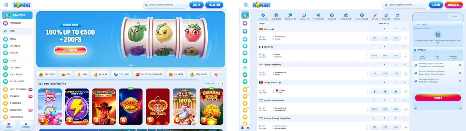 Nomini Casino and Sportsbook Screenshot